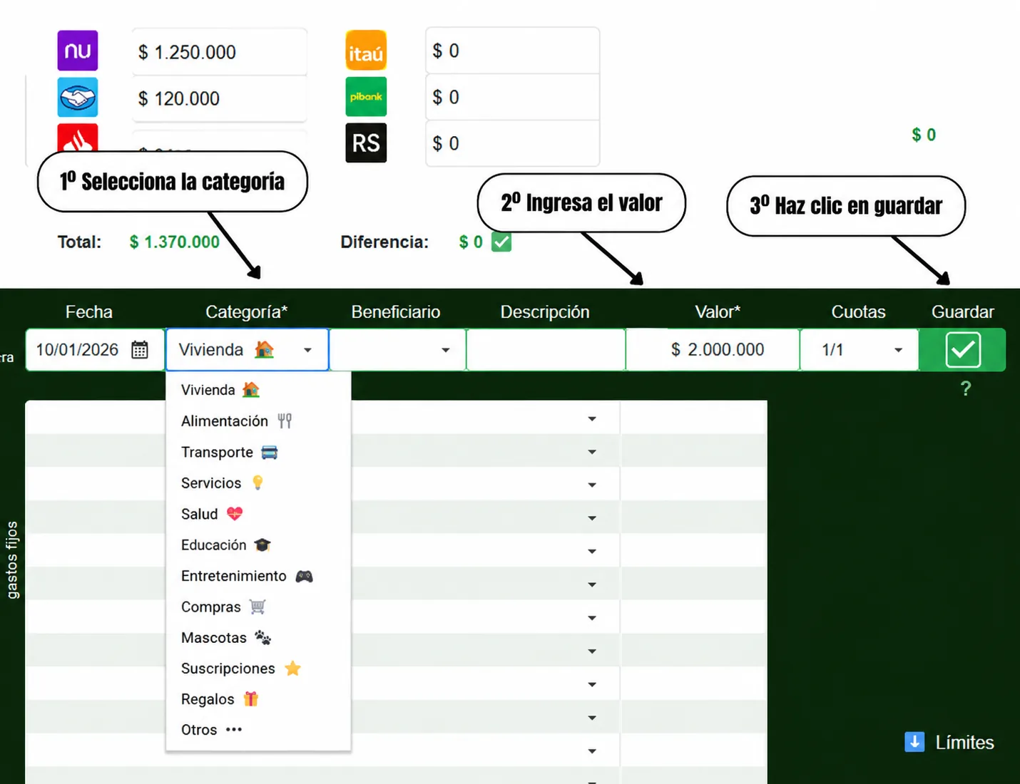 Registro en 3 clics